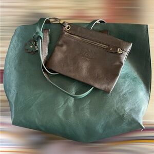 GH BASS & CO Large reversible tote w/ attached wristlet.